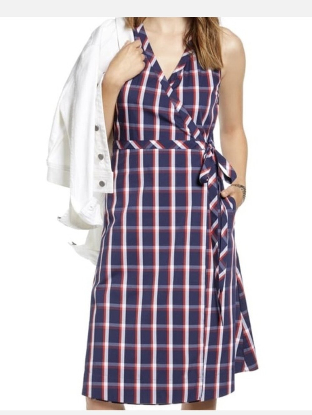1901 CHECK WRAP DRESS